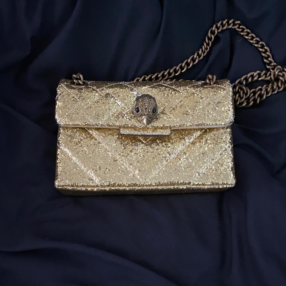 Kurt Geiger Gold Glitter Clutch with Chain
